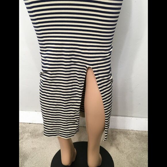 New. Navy and tan stripe TEES BY TINA stretch midi dress. OSFM - Picture 7 of 11